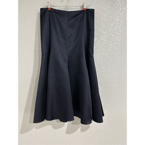 Ralph Lauren Navy Silk Fit & Flare Mermaid Midi Skirt Classic Chic Minimalist M